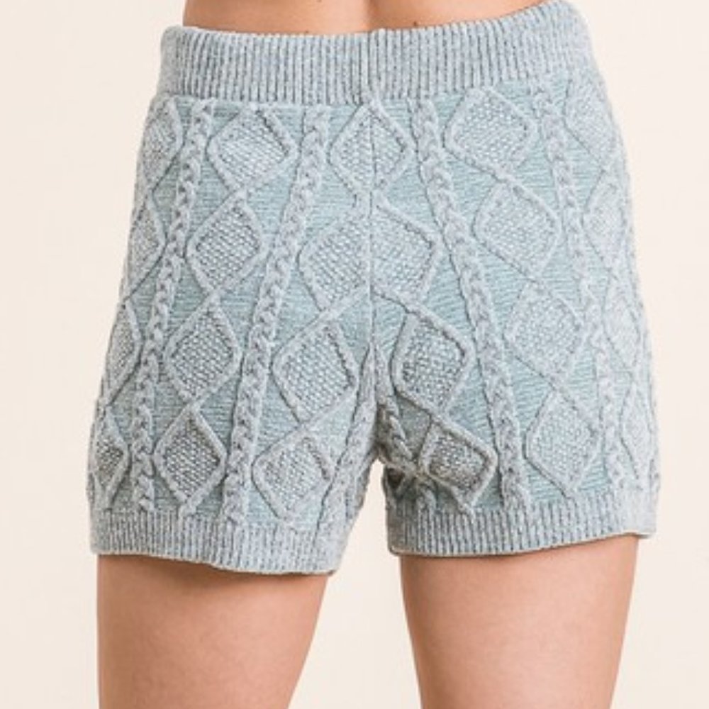 Cable Knit Soft Chenille Lounge Set DUST SAGE - Picture 6 of 12